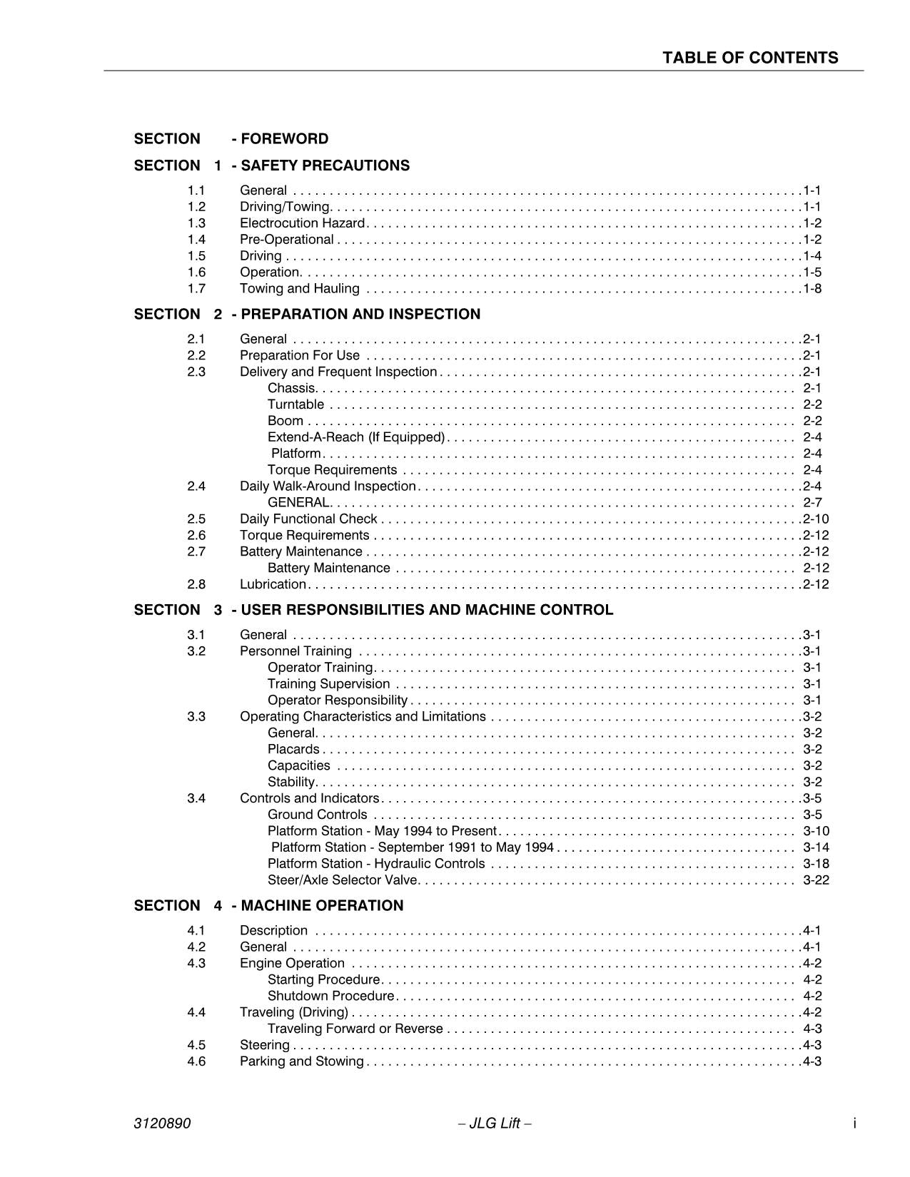 JLG 80HX 80HX+6 Boom Lift Maintenance Operation Operators Manual 3120890