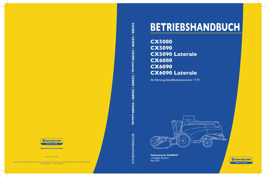 New Holland CX5080 CX5090 CX5090 Laterale Betriebsanleitung