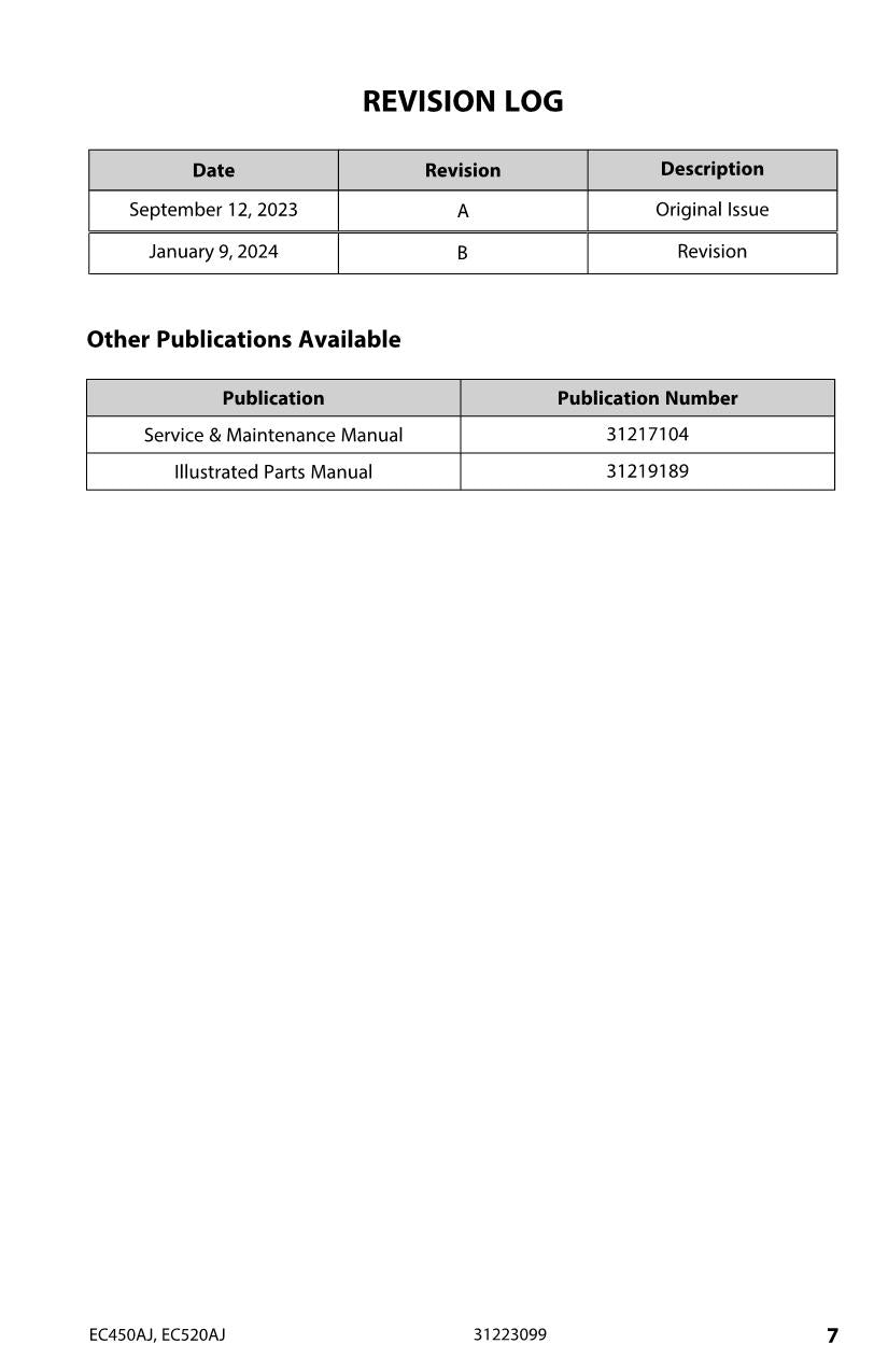 JLG EC450AJ EC520AJ Boom Lift Maintenance Operation Operators Manual 31223099