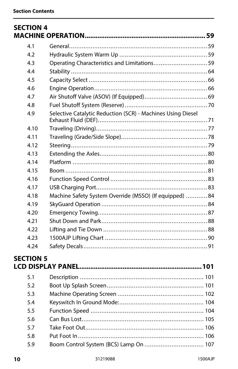 JLG 1500AJP Boom Lift Maintenance Operation Operators Manual 31219088