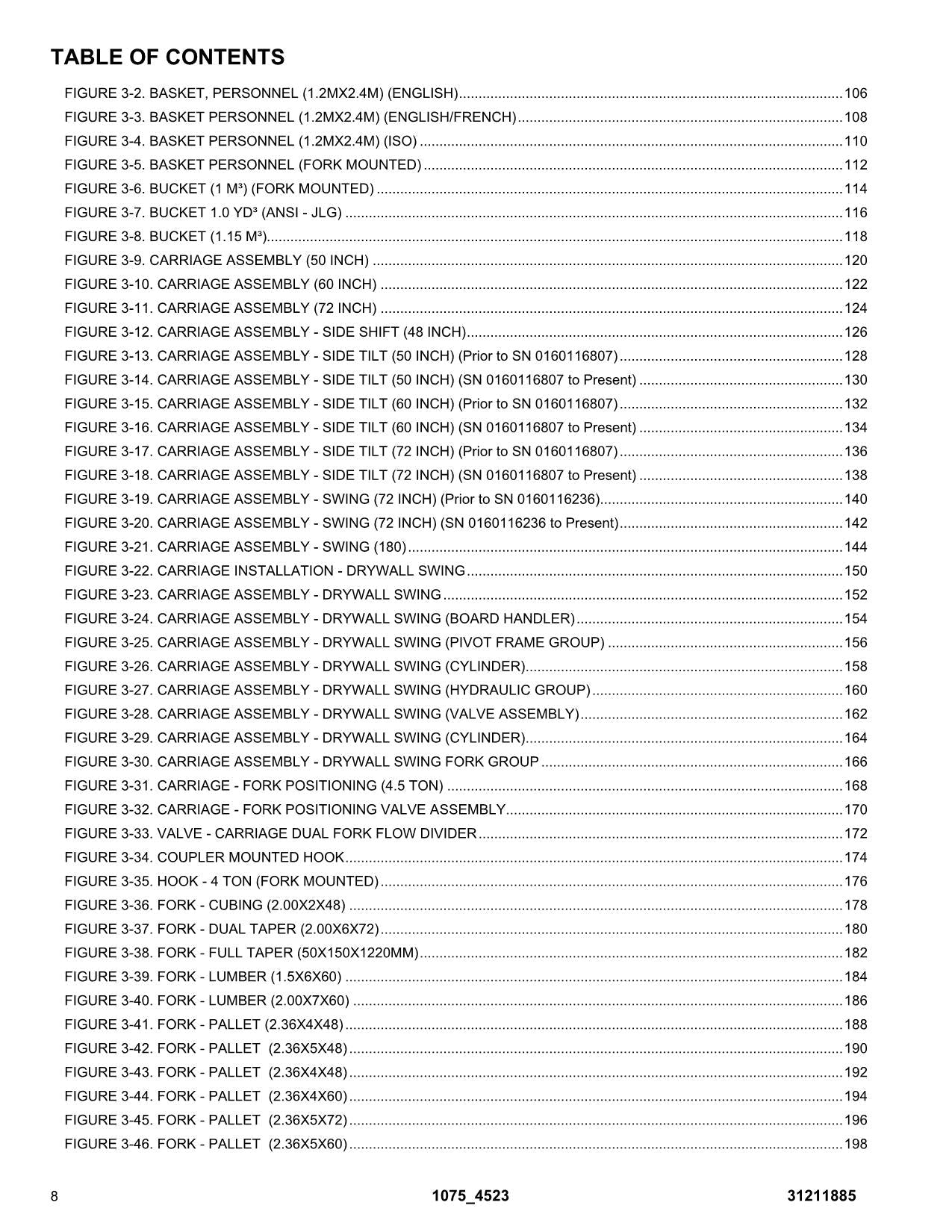 JLG 1075 4523 Telehandler Parts Catalog Manual 31211885