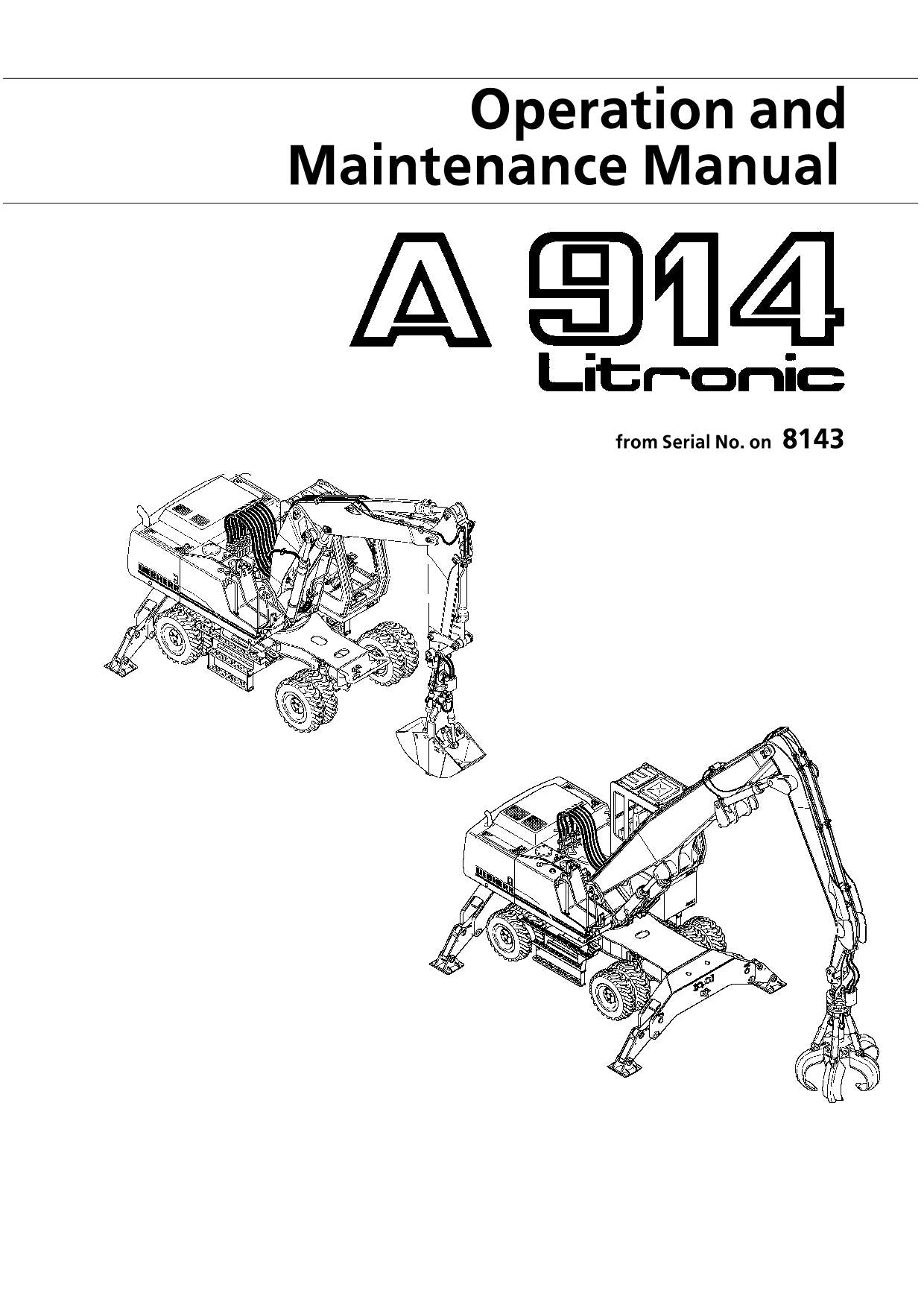 Liebherr A914 Litronic Excavator Operators manual