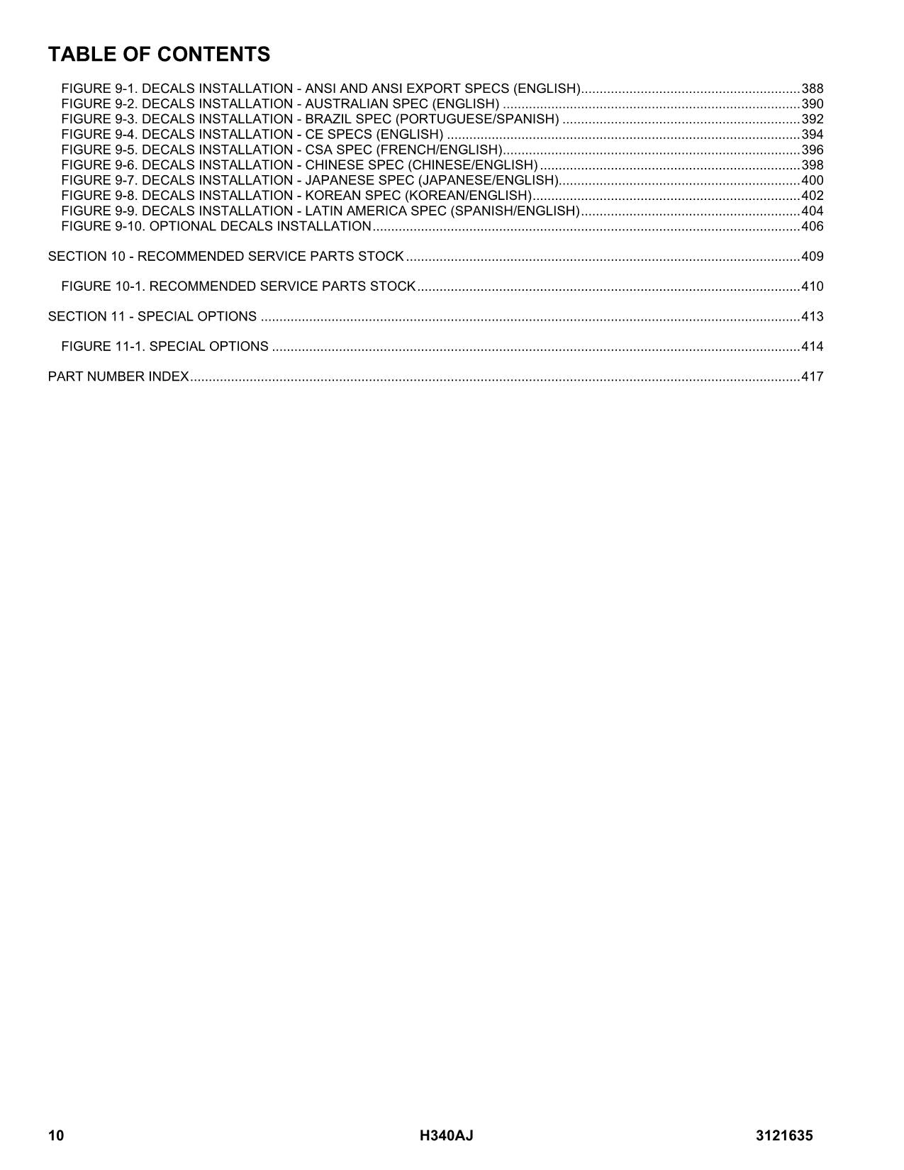 JLG H340AJ Boom Lift Parts Catalog Manual 0300000100-0300272288