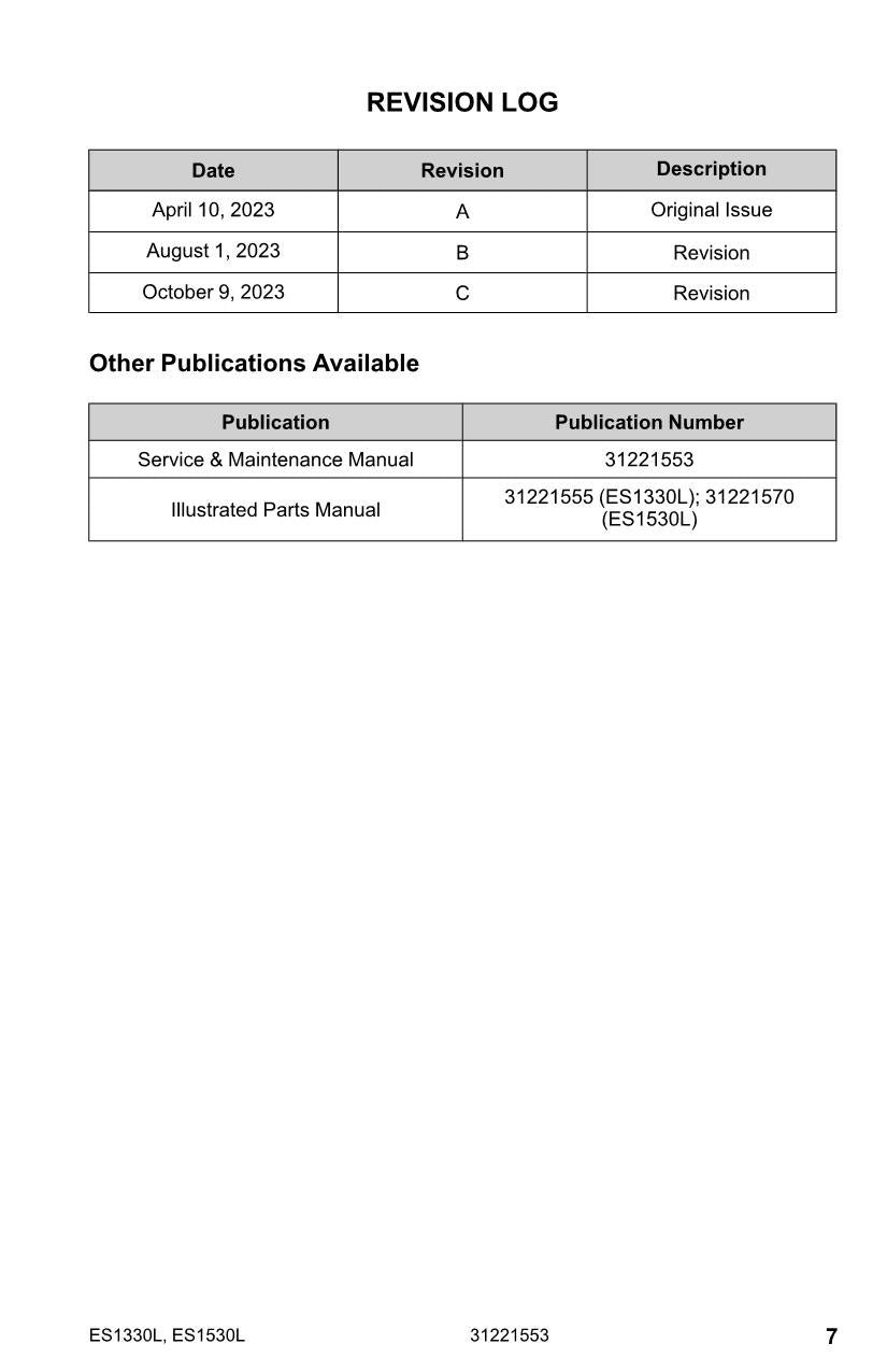 JLG ES1330L ES1530L Scissor Lift Maintenance Operation Operators Manual 31221553