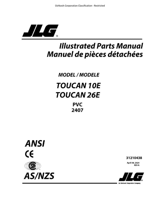 JLG  10E 26E  Vertical Lift Parts Catalog Manual