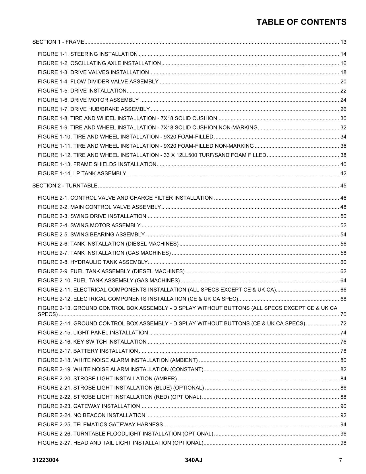 JLG 340AJ Boom Lift Parts Catalog Hard Copy Manual