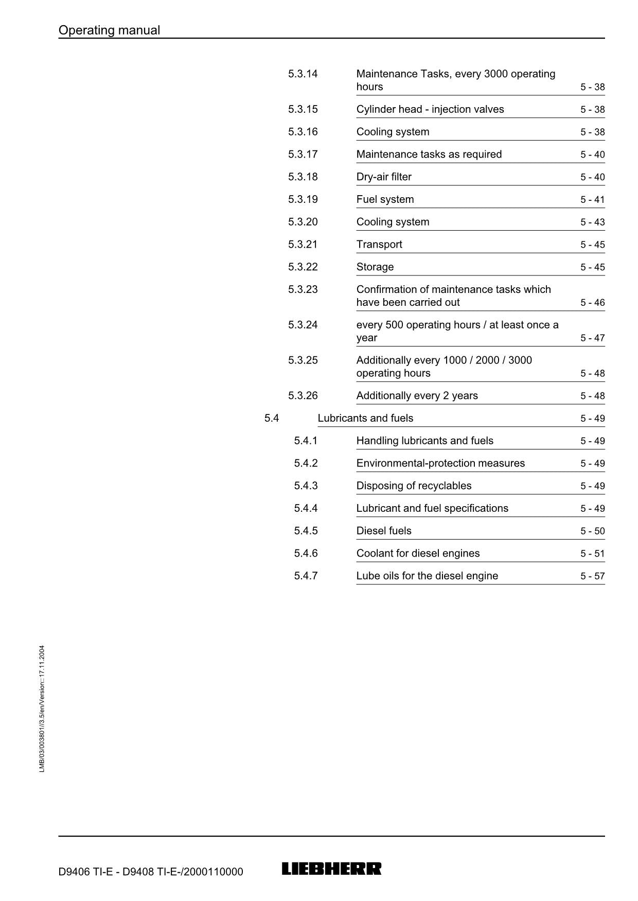 Liebherr D9406 TI-E - D9408 TI-E engine Operators manual