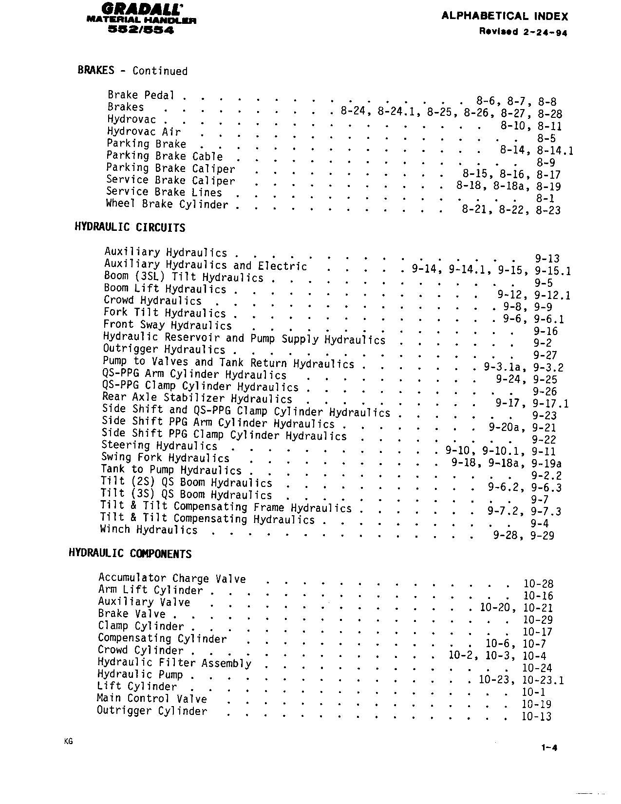 GRADALL JLG 552 554 Telehandler Parts Catalog Manual