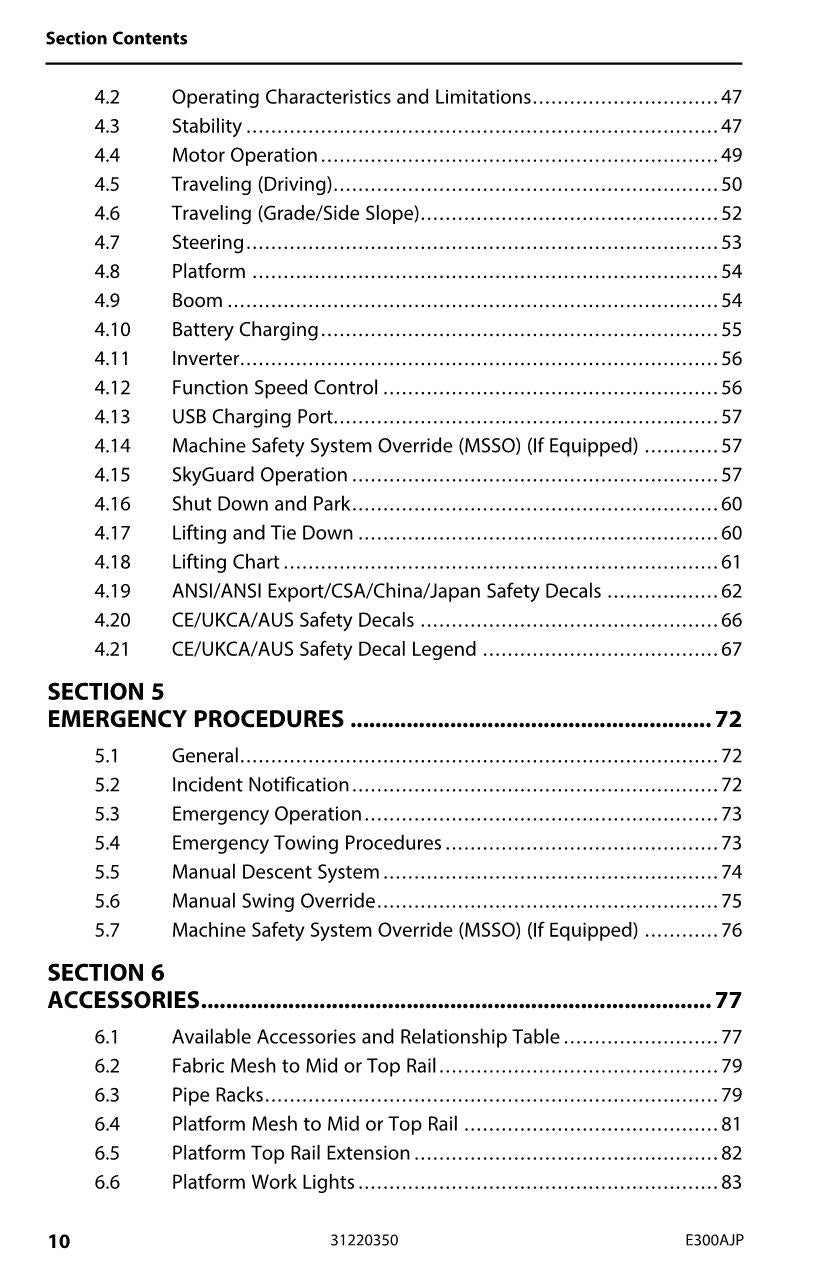 JLG E300AJP Boom Lift Maintenance Operation Operators Manual 31220350