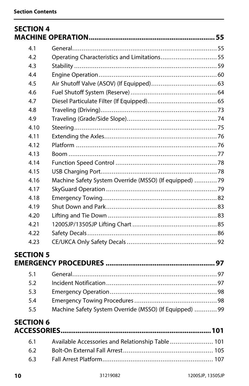 JLG 1200SJP 1350SJP Boom Lift Maintenance Operation Operators Manual 31219082