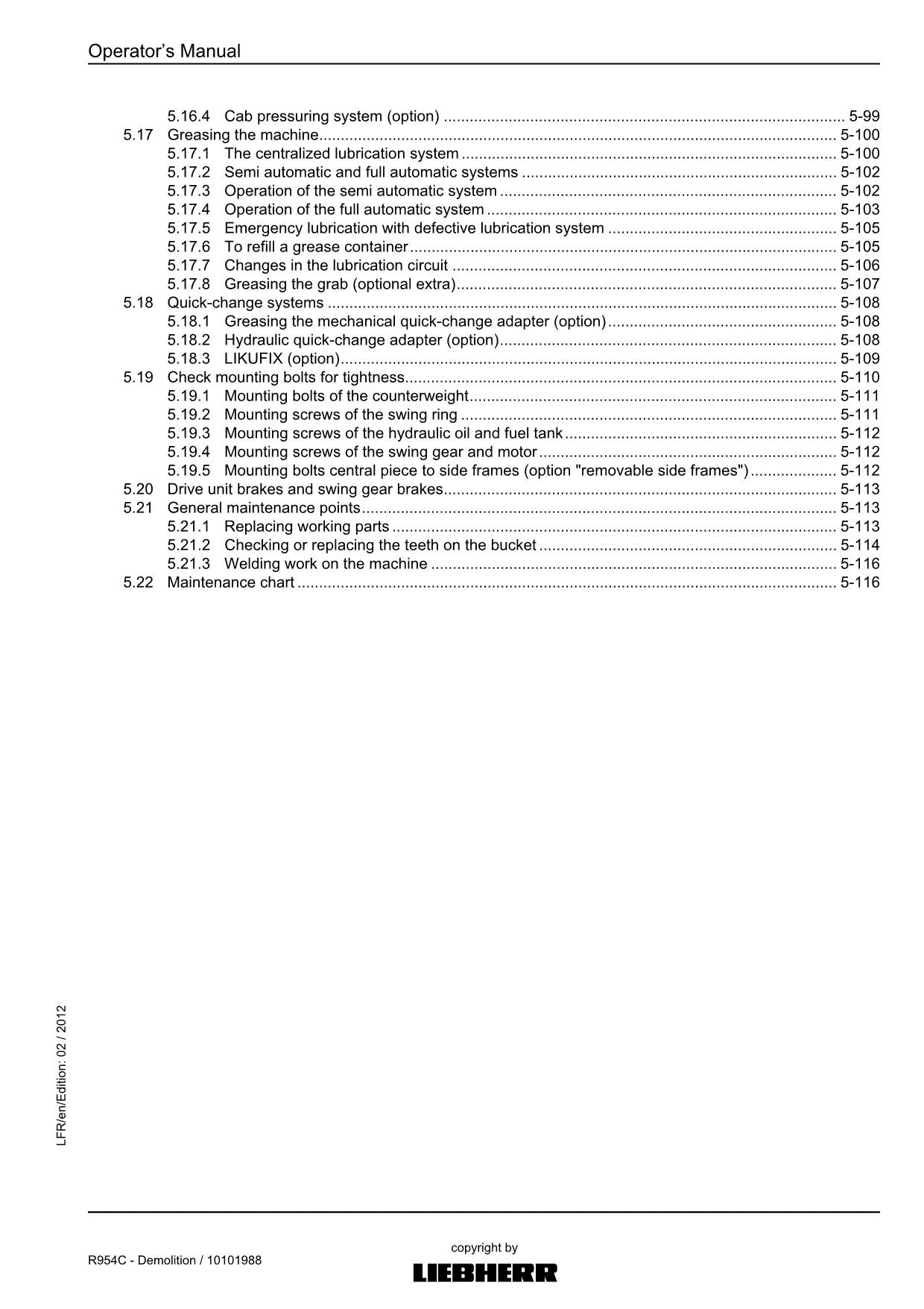 Liebherr R954 C - Demolition Excavator Operators manual