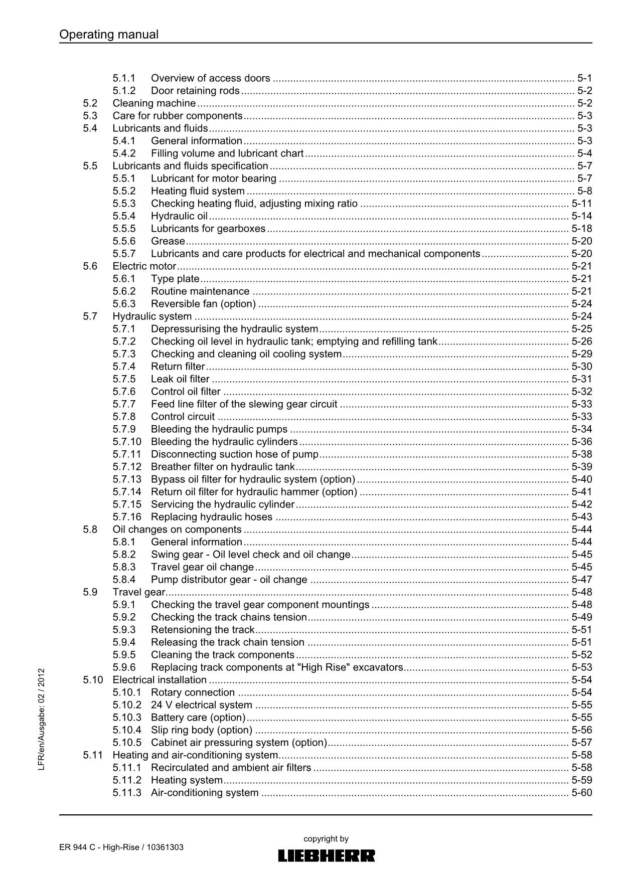 Liebherr ER944 C - High-Rise Excavator Operators manual