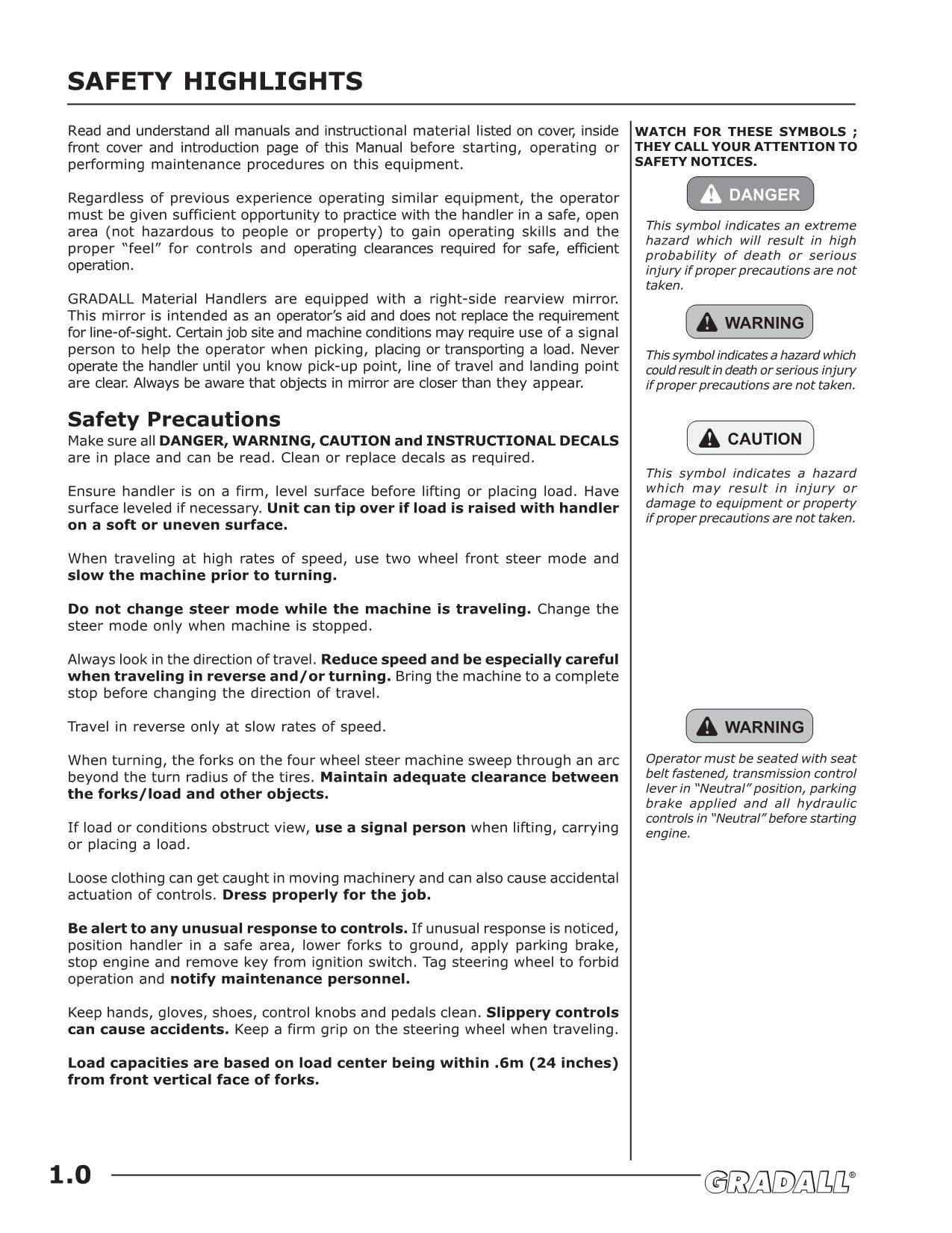 GRADALL JLG G9-43A Telehandler Maintenance Operation Operators Manual