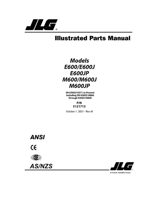 JLG E600 E600J E600JP M600 M600J M600JP Boom Lift Parts Catalog Manual 3121712