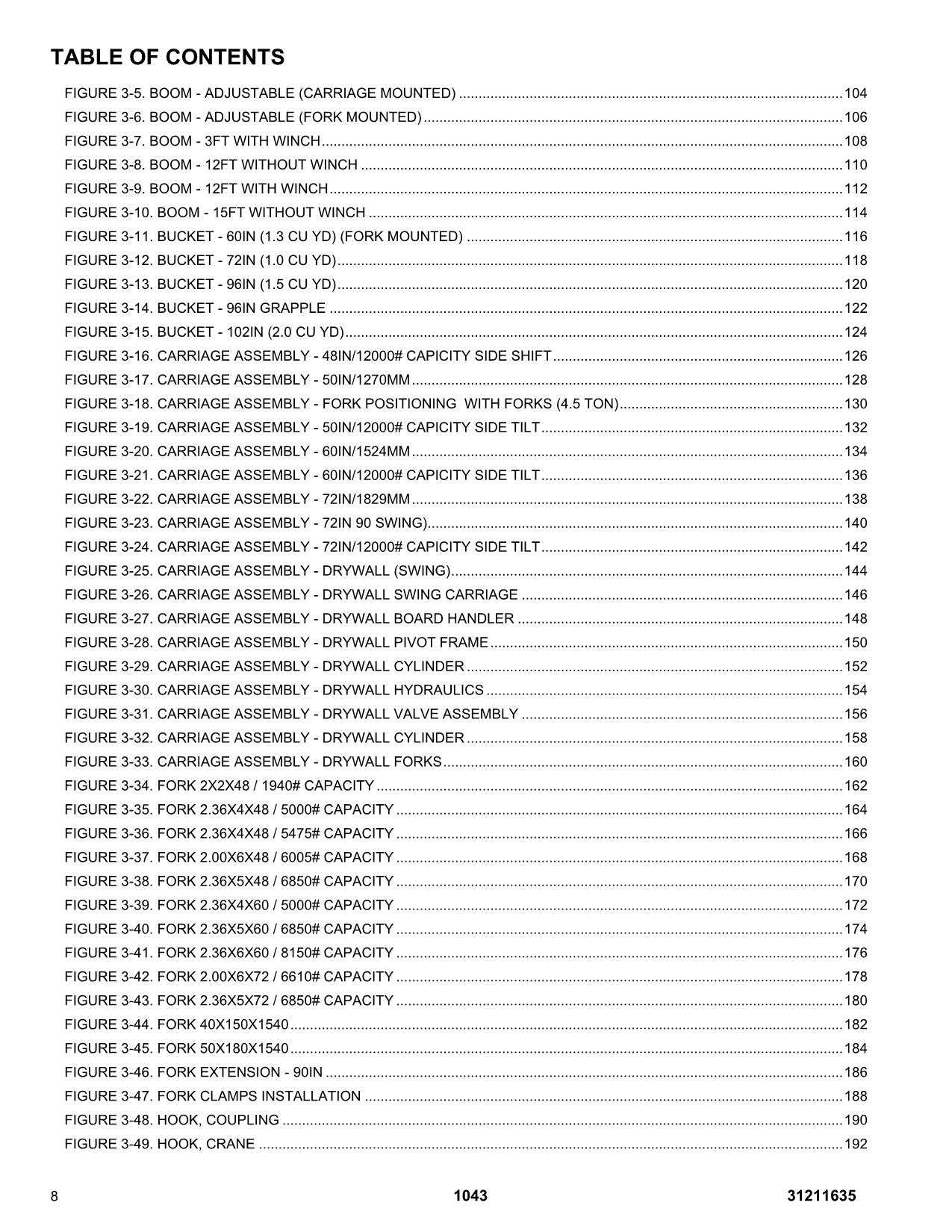 JLG  1043 Telehandler Parts Catalog Manual