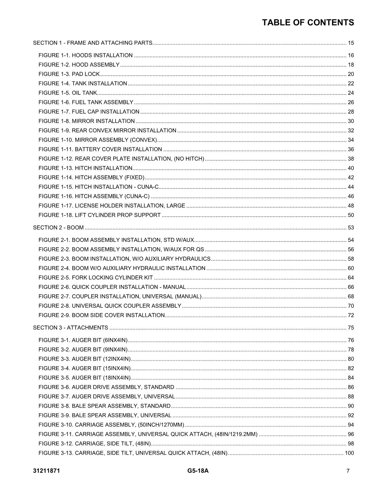 JLG G5-18A Telehandler Parts Catalog Manual 31211871