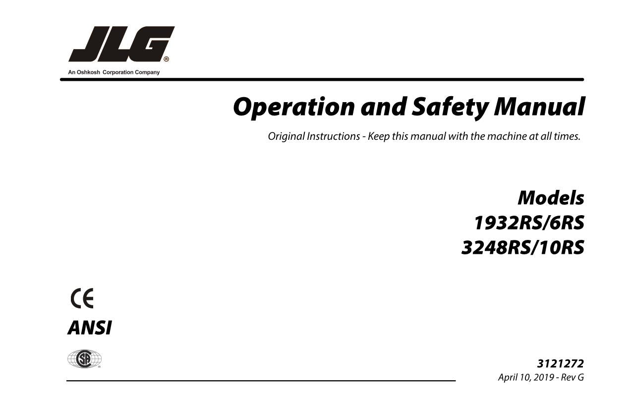 JLG 10RS 1932RS 3248RS 6RS Scissor Lift Maintenance Operation Operators Manual