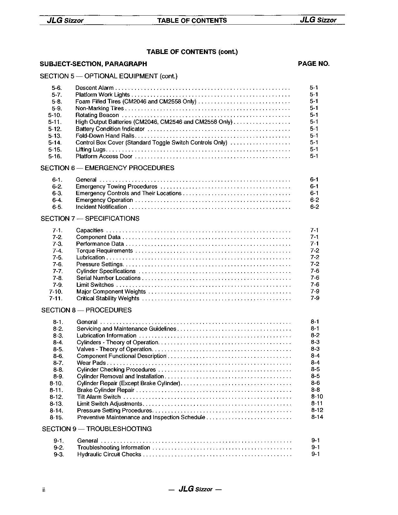 JLG CM1432 CM1432PLUS CM1732 CM2033 CM2046 Lift Operation Parts Service Manual