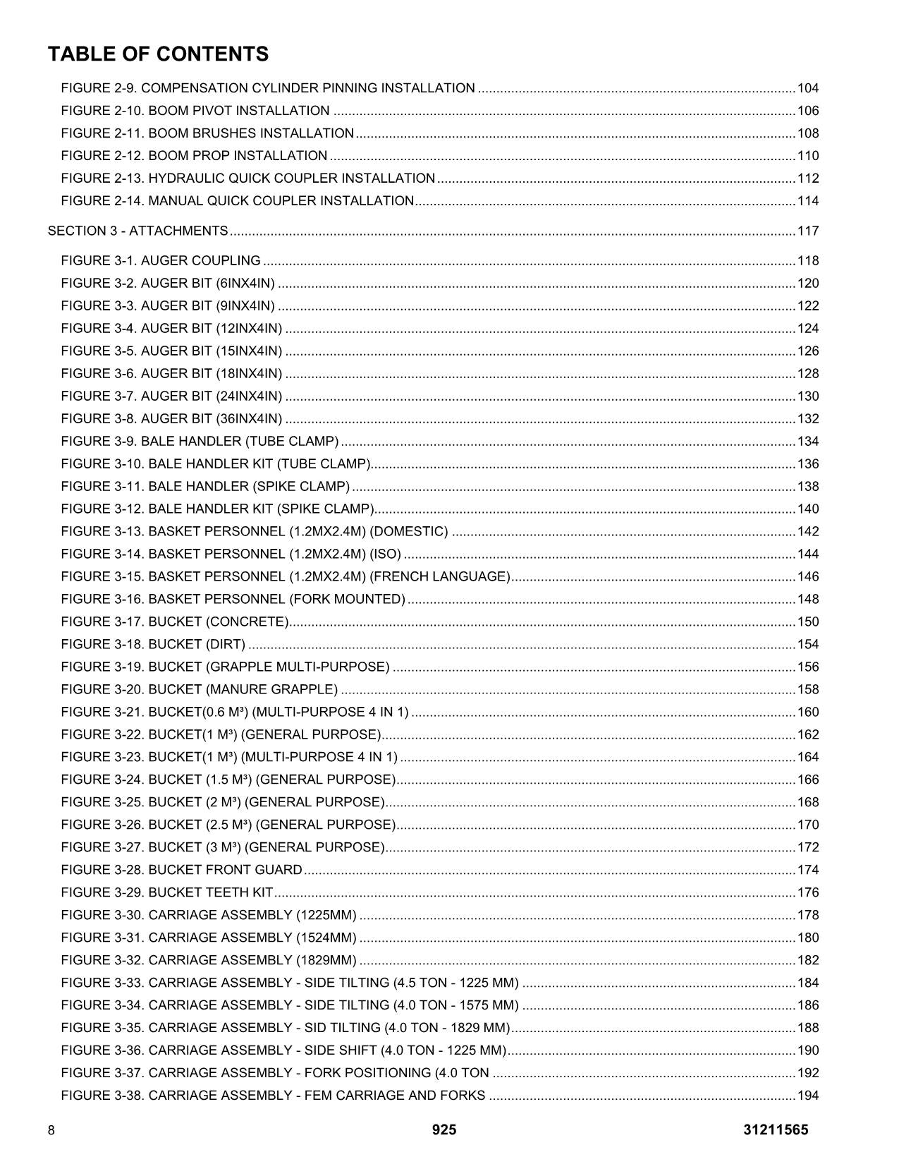 JLG 925 Telehandler Parts Catalog Manual 31211565