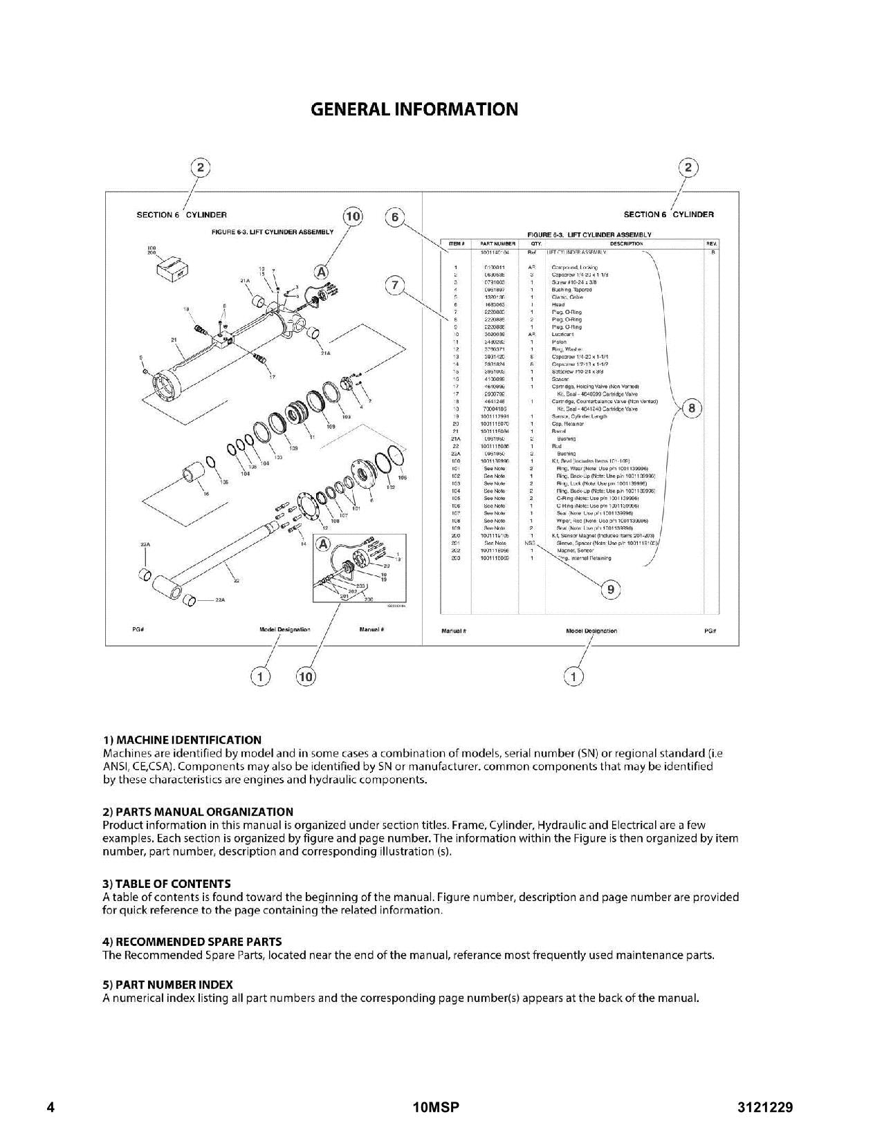 JLG 10MSP Vertical Mast Parts Catalog Manual 130000001-0130032507