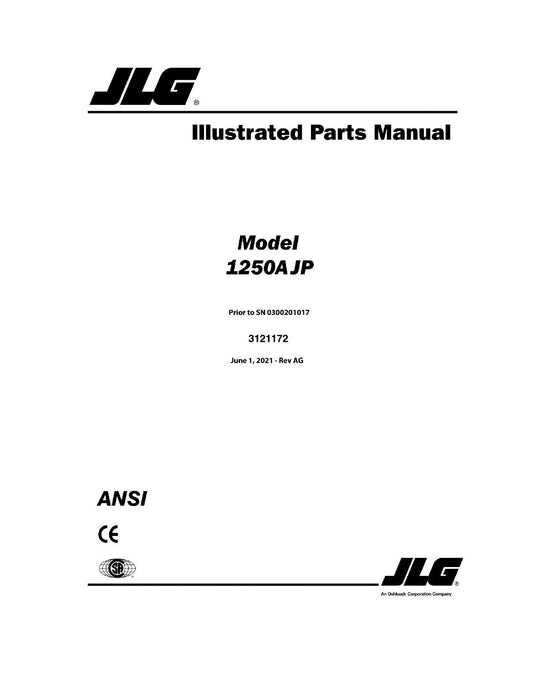 JLG 1250AJP Boom Lift Parts Catalog Manual Prior to 0300201017