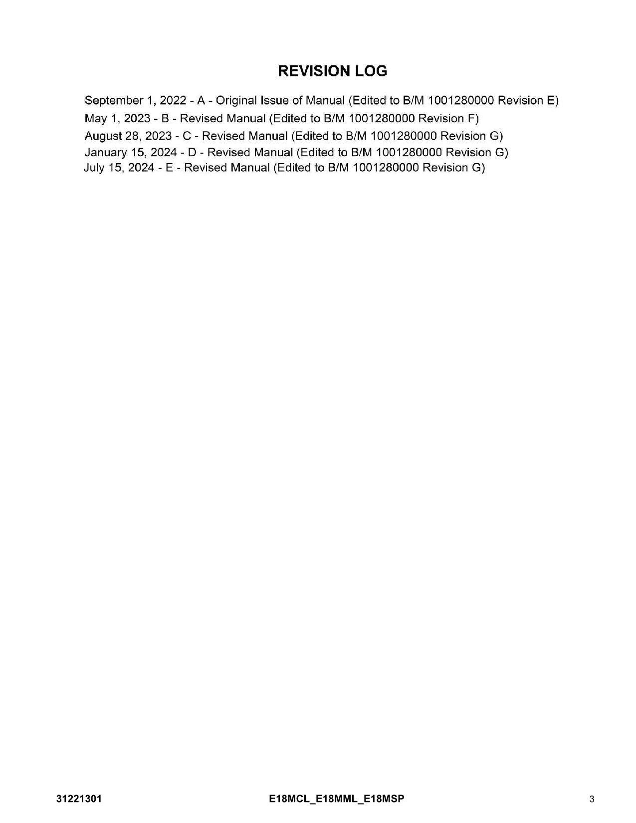 JLG E18MCL E18MML E18MSP Vertical Mast Parts Catalog Manual 31221301