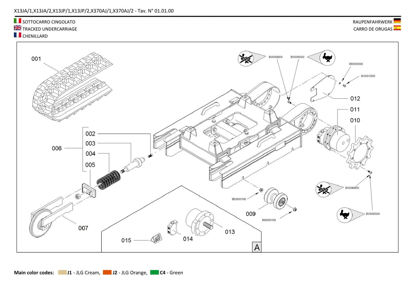 JLG X13JP X370AJ Compact Crawler Boom Parts Catalog Manual Multi language