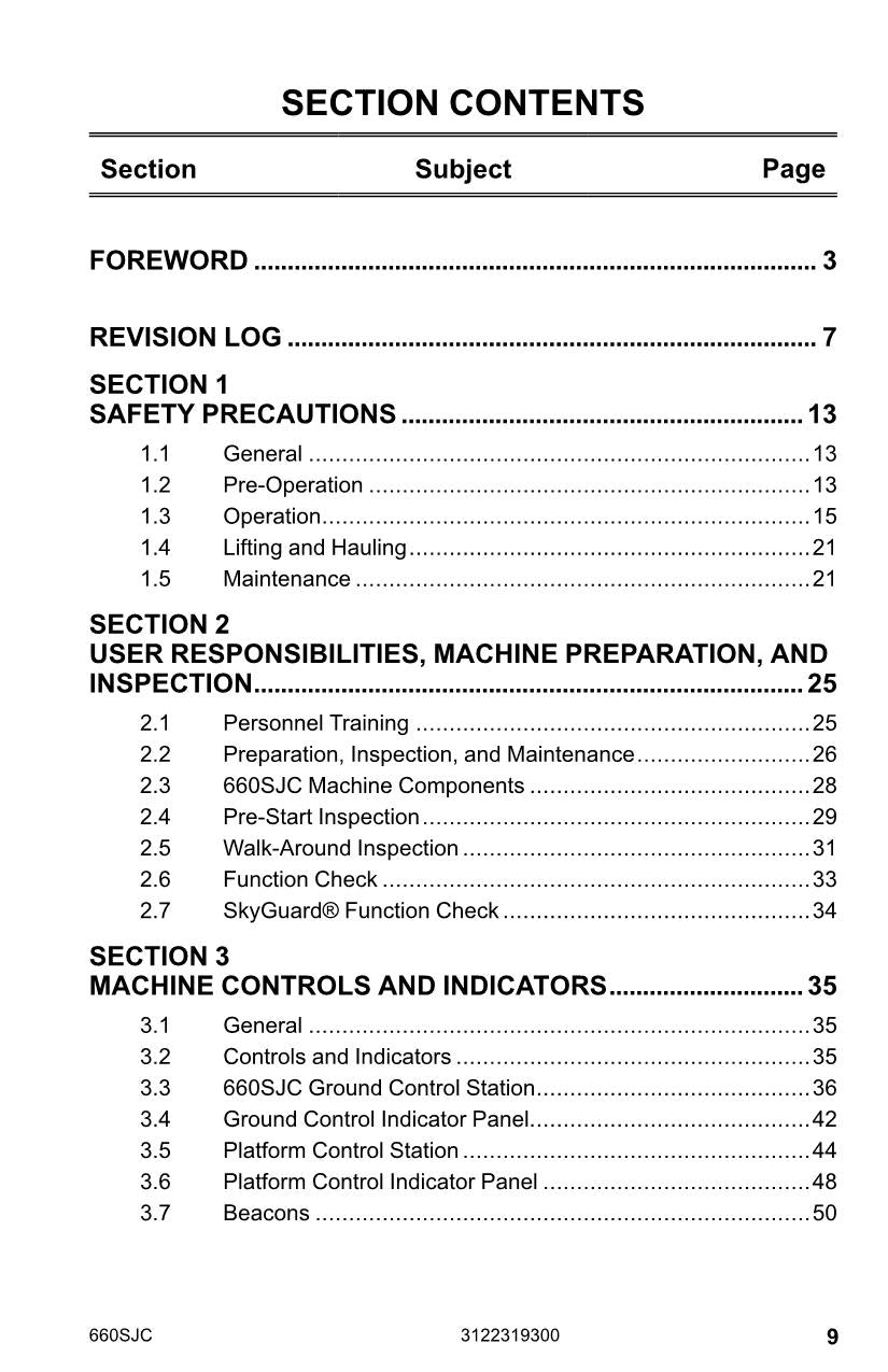 JLG 600SJC Boom Lift Maintenance Operation Operators Manual