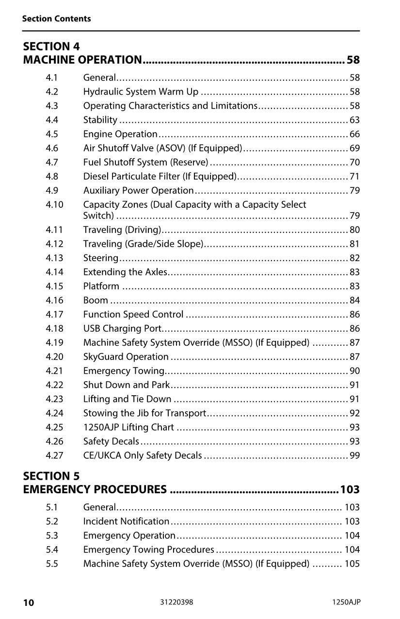 JLG 1250AJP Boom Lift Maintenance Operation Operators Manual 31220398