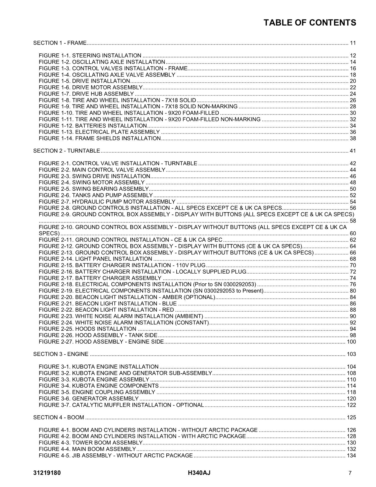 JLG H340AJ Boom Lift Parts Catalog Manual 31219180