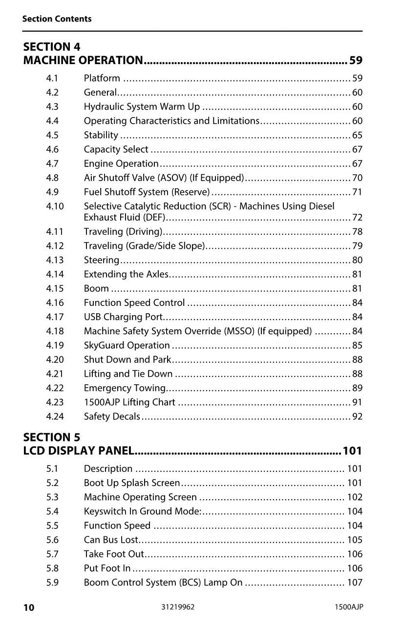 JLG 1500AJP Boom Lift Maintenance Operation Operators Manual 31219962