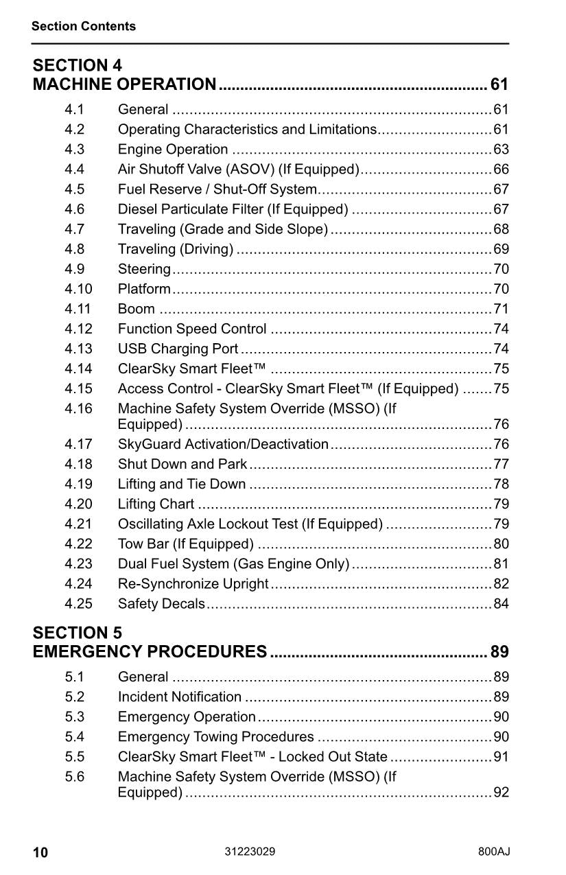 JLG 800AJ Boom Lift Maintenance Operation Operators Manual 31223029