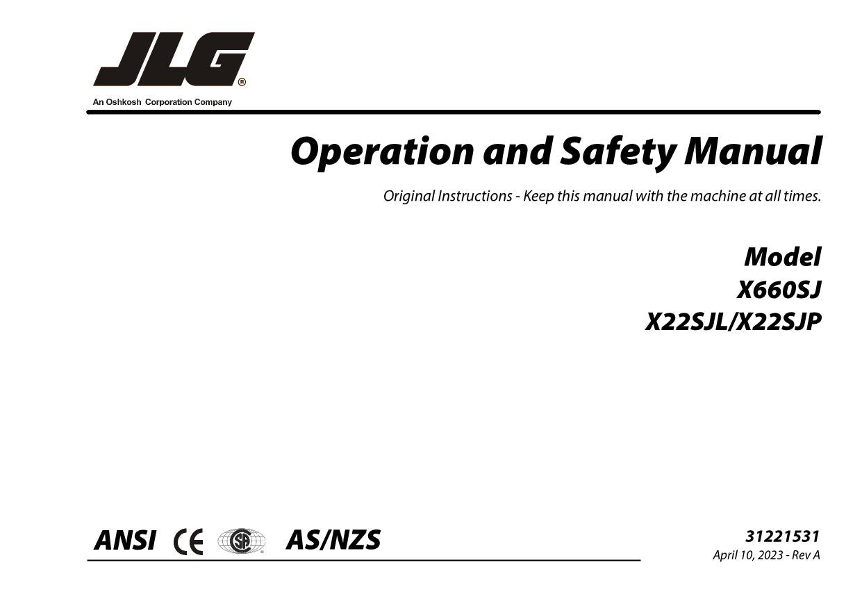 JLG X22SJL X22SJN X660SJ Compact Crawler Boom Operators Manual