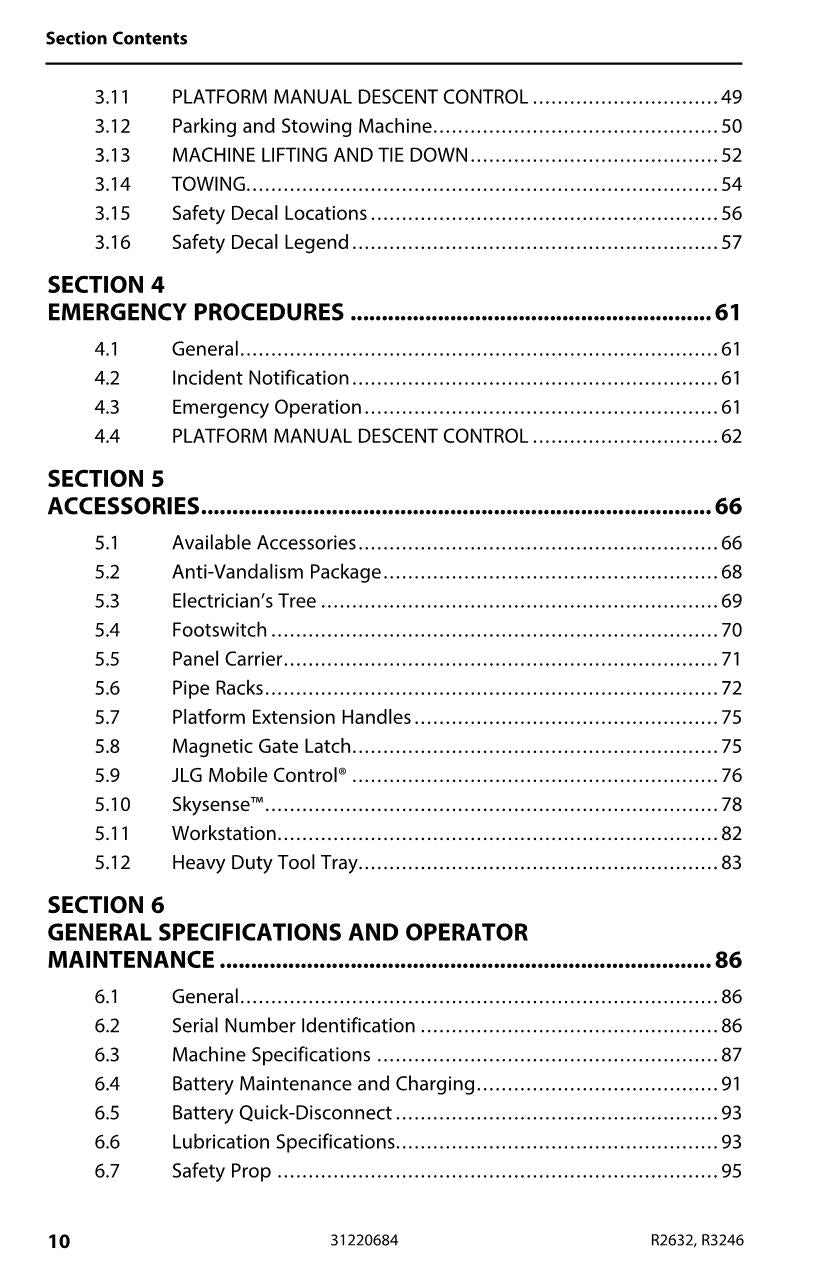 JLG R2632 R3246 Scissor Lift Maintenance Operation Operators Manual 31220684