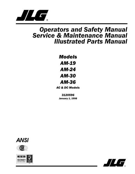 JLG 19AM 24AM 30AM 36AM Vertical Mast Operation Parts Service Manual