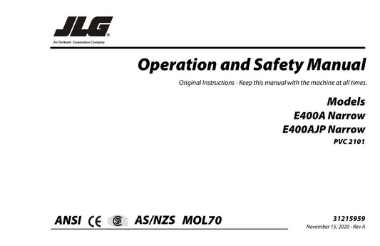 JLG E400AJP narrow E400A narrow Boom Lift Operators Manual 31215959