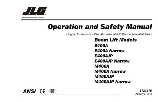 JLG E400A E400AJP narrow E400A M400A M400AJP M400A Boom Lift Operators Manual