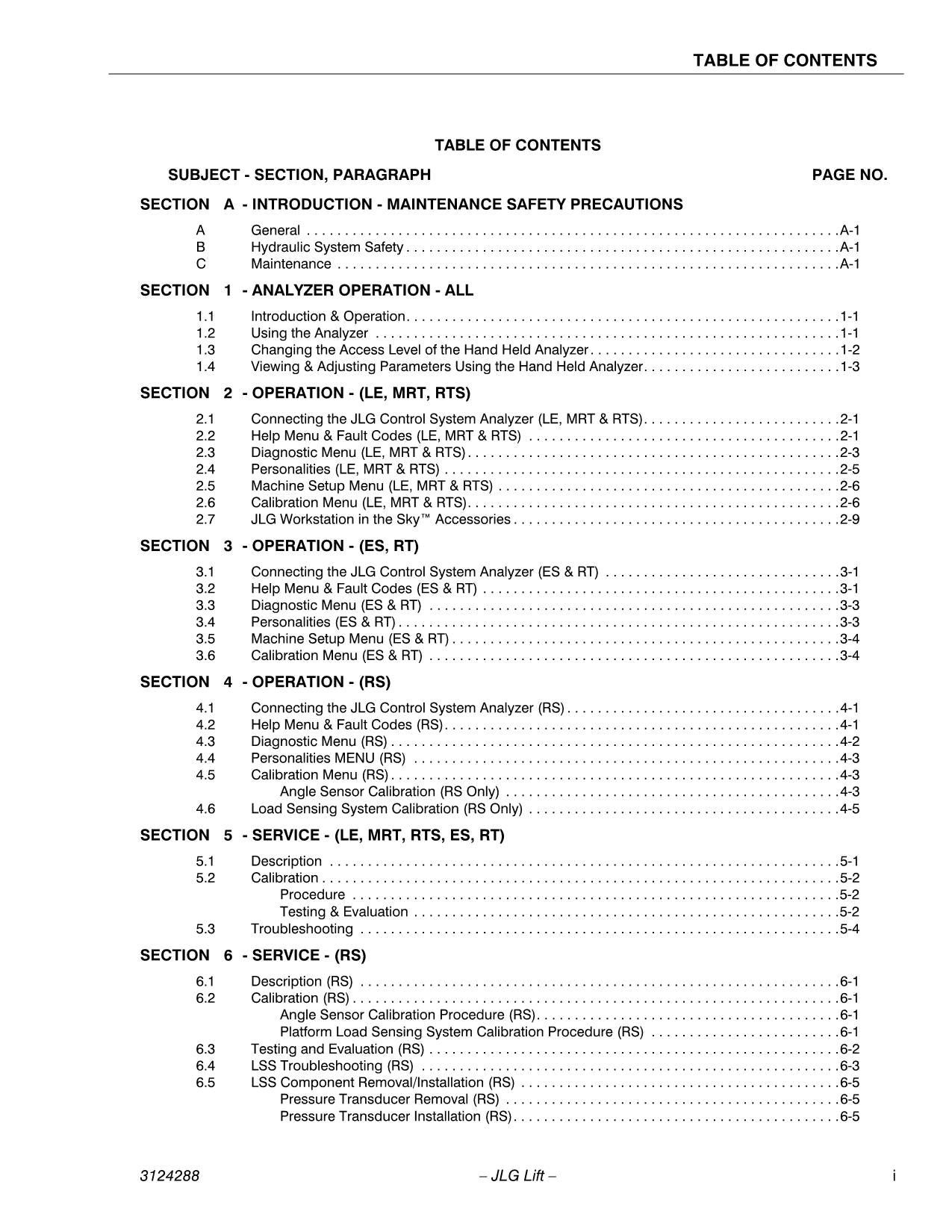 JLG LSS Supplement Scissor Lift Operation Parts Service Manual