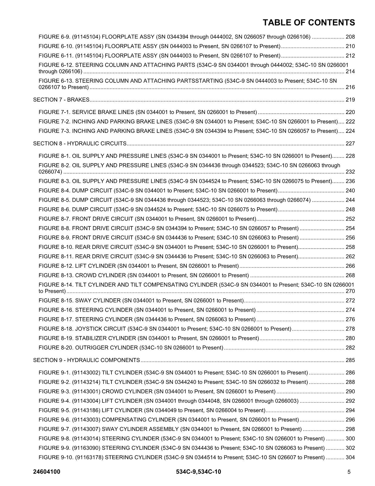 GRADALL JLG 534C-10 534C-9 Telehandler Parts Catalog Manual