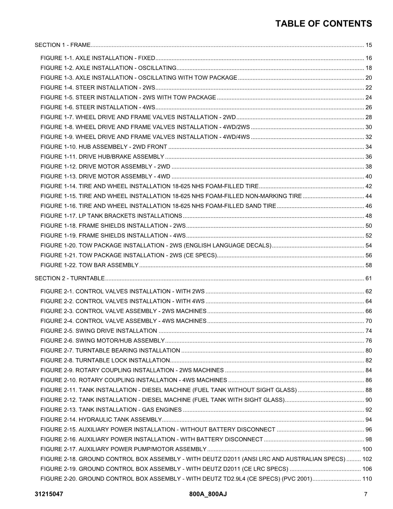 JLG 800AJ Boom Lift Parts Catalog Manual 31215047