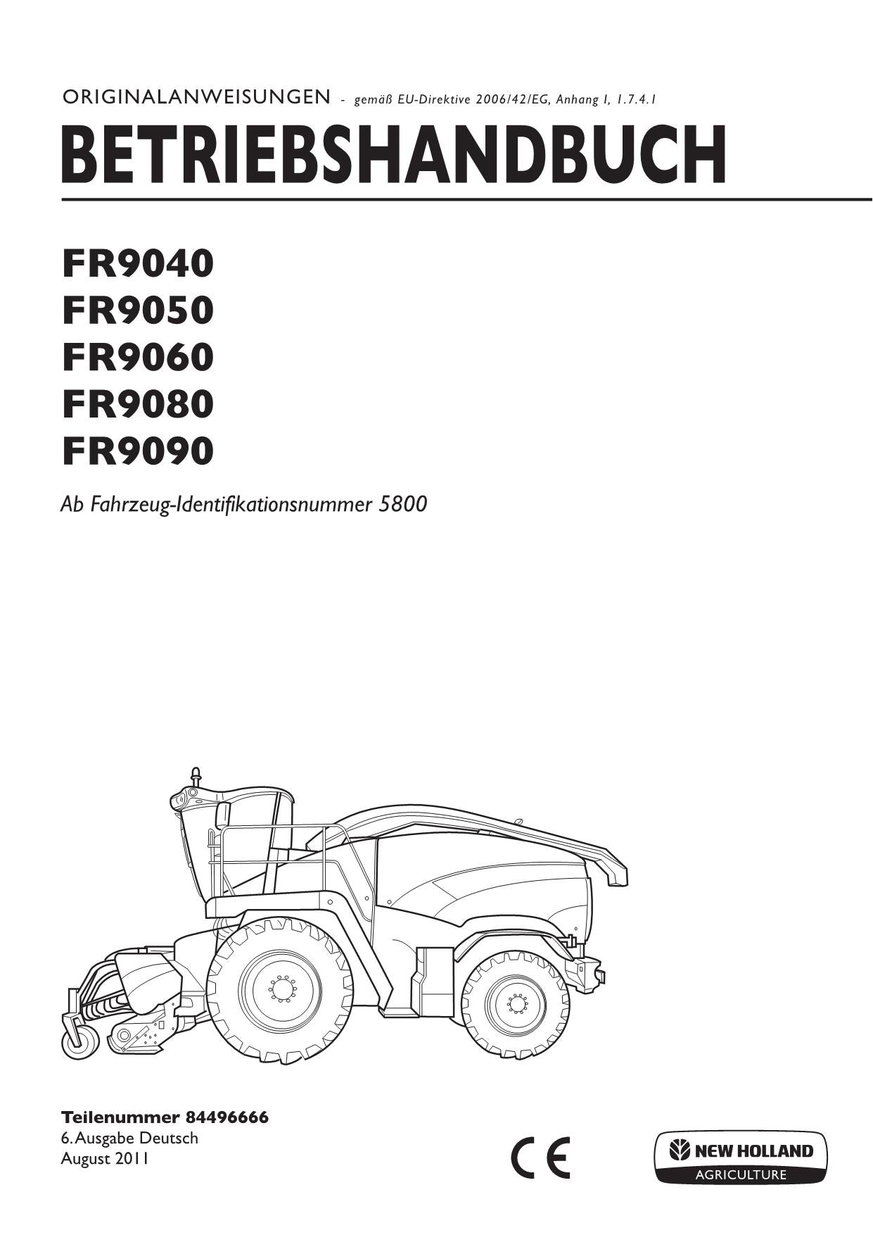 New Holland FR9040 FR9050 FR9060 FR9080 FR9090 Betriebsanleitung 5800-