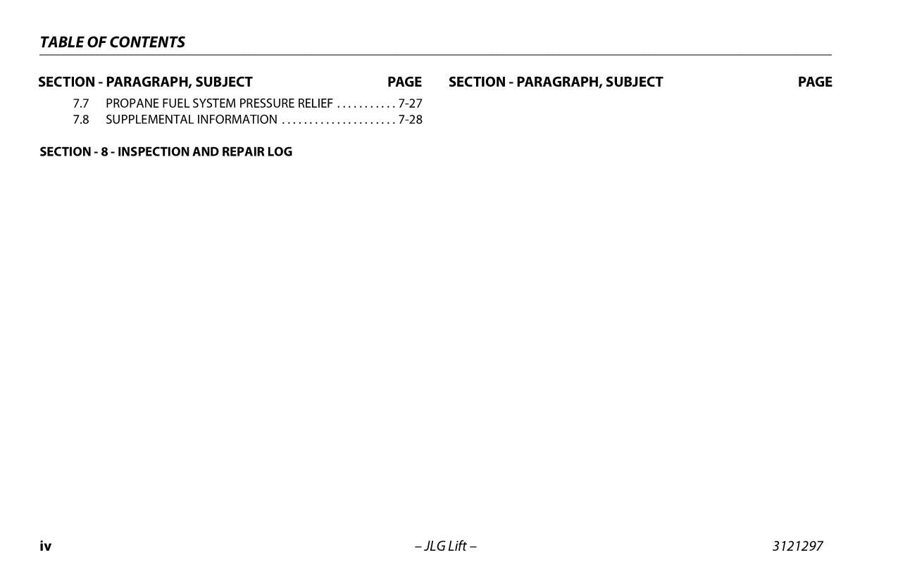 JLG 600S 660SJ Boom Lift Maintenance Operation Operators Manual 3121297