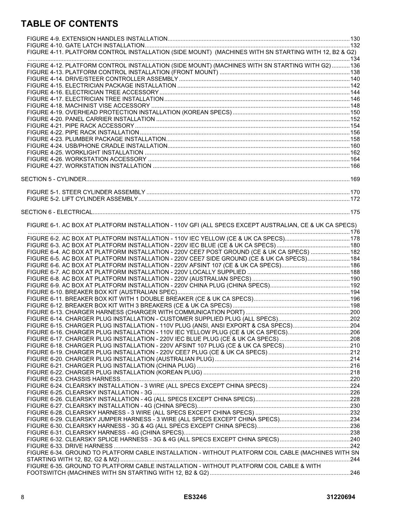 JLG ES3246  Vertical Mast Parts Catalog Manual