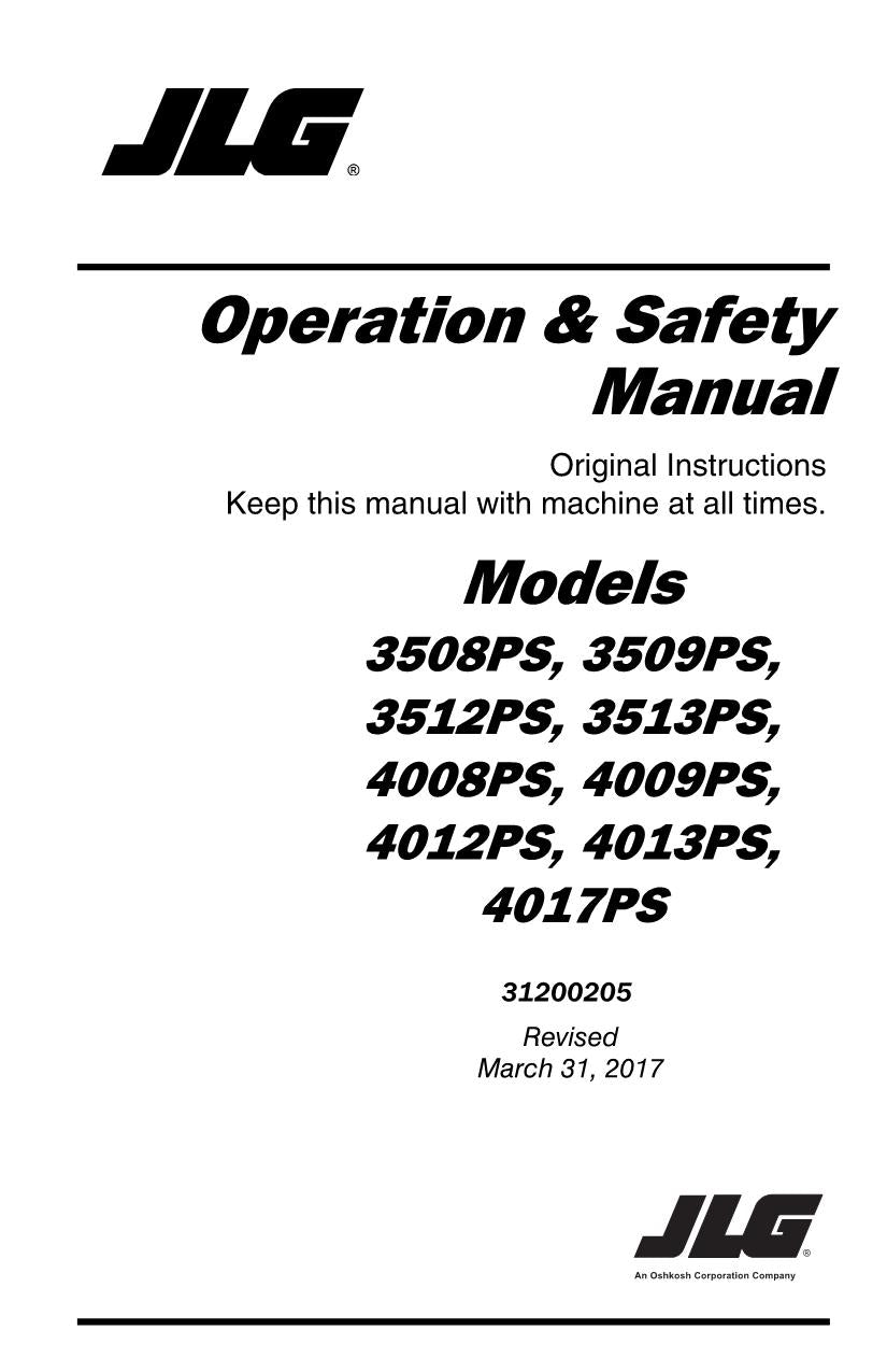 JLG 3508PS 3509PS 3512PS 3513PS 4008PS 4009PS Telehandler Operators Manual