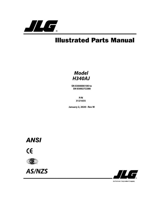 JLG H340AJ Boom Lift Parts Catalog Manual 0300000100-0300272288