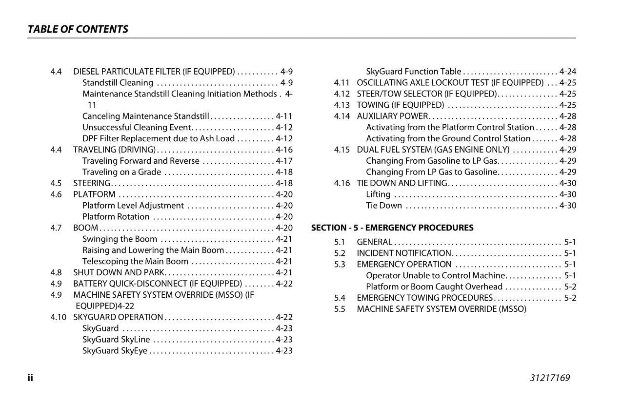 JLG 600S 660SJ Boom Lift Maintenance Operation Operators Manual 31217169