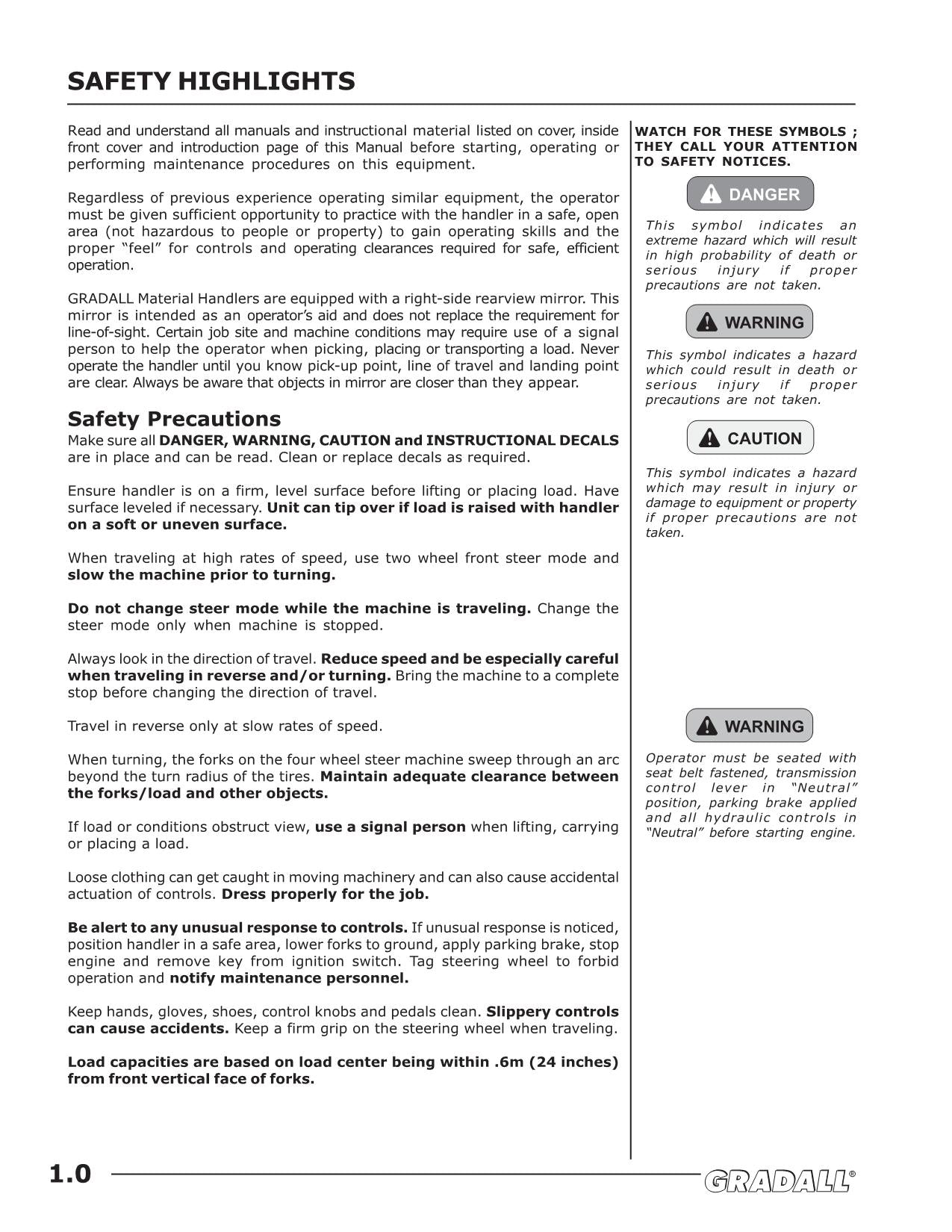 GRADALL JLG G6-42A Telehandler Maintenance Operation Operators Manual