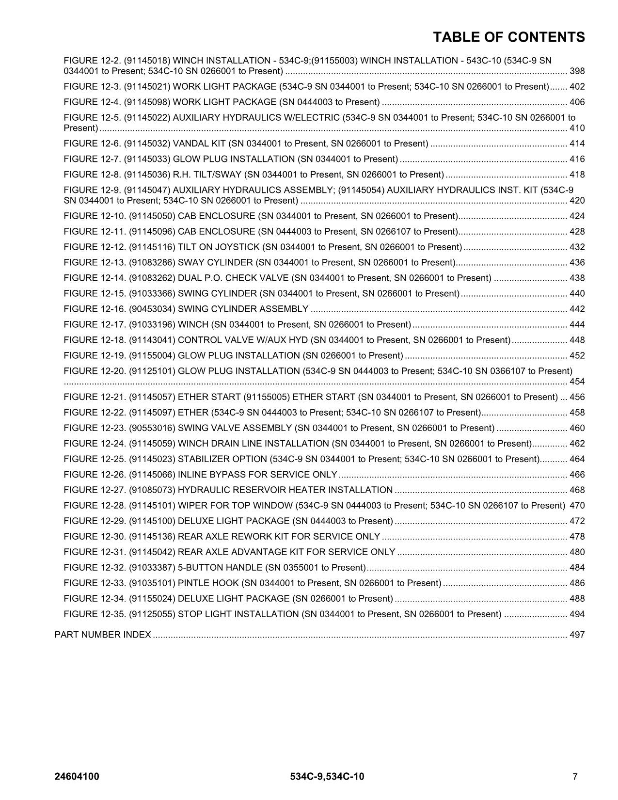 GRADALL JLG 534C-10 534C-9 Telehandler Parts Catalog Manual