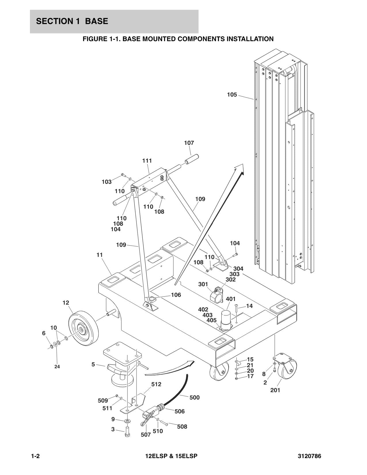 JLG 12ELSP 15ELSP Vertical Mast Parts Catalog Manual