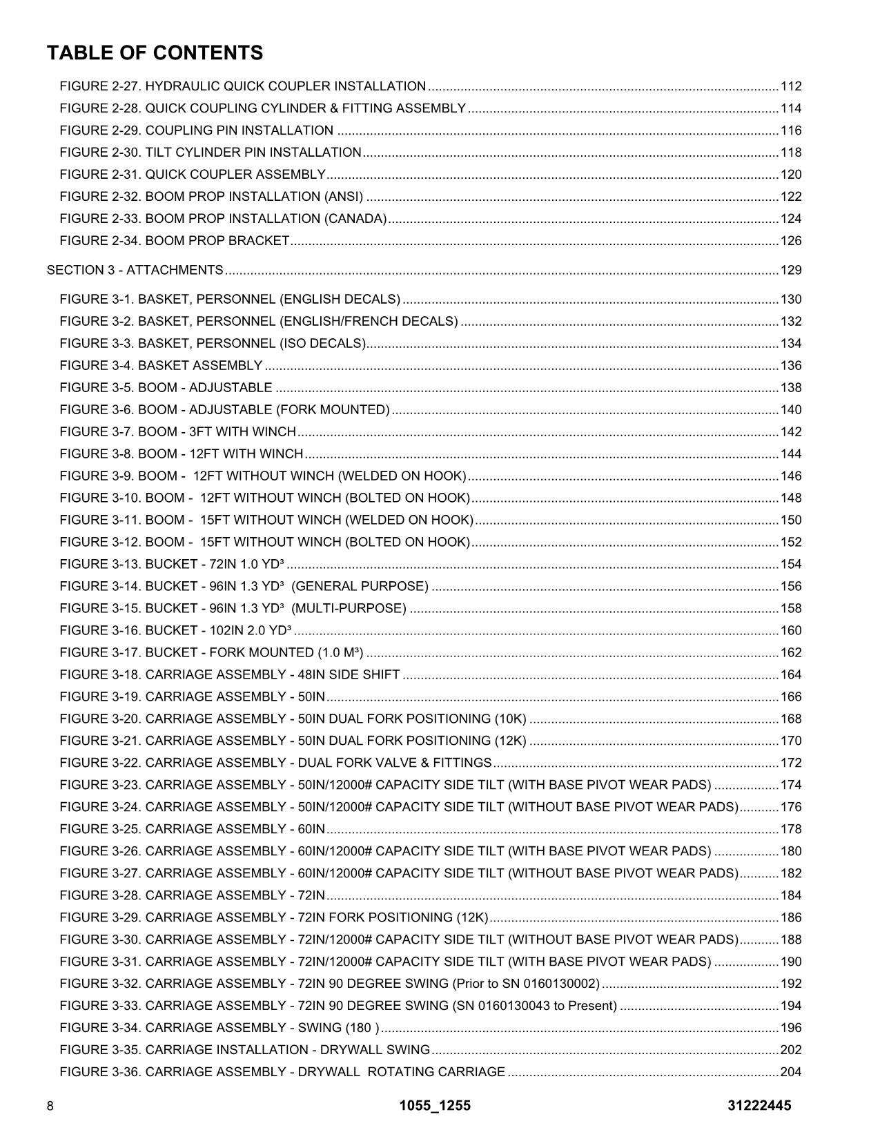 JLG 1055 1255 Telehandler Parts Catalog Manual 31222445